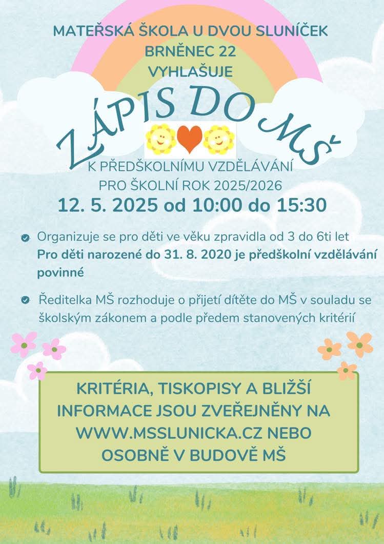Zápis pro školní rok 2025 / 2026